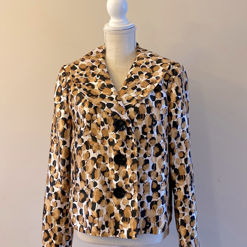 Le Suit women’s animal print jacket / blazer  cropped shawl lapel size 14 🌹